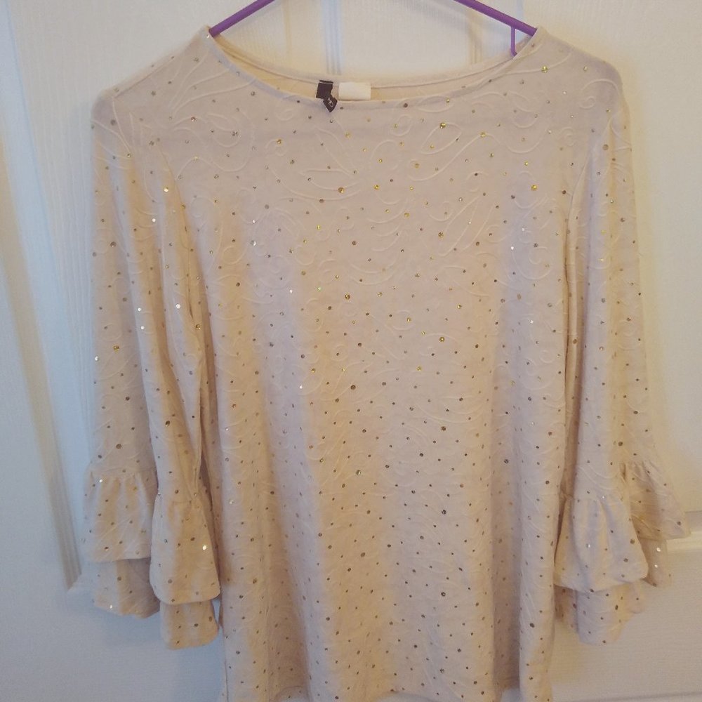 Flared Sleeve New Directions Blouse, Cream-Colored